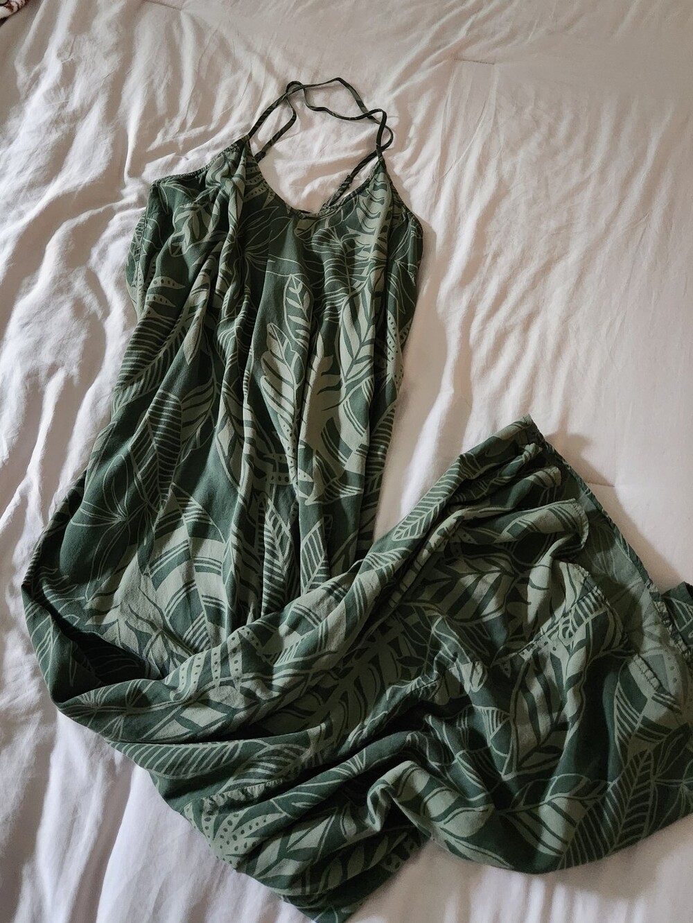 Old Navy Women's Leaf-Print Slip Dress Camisole - Green
